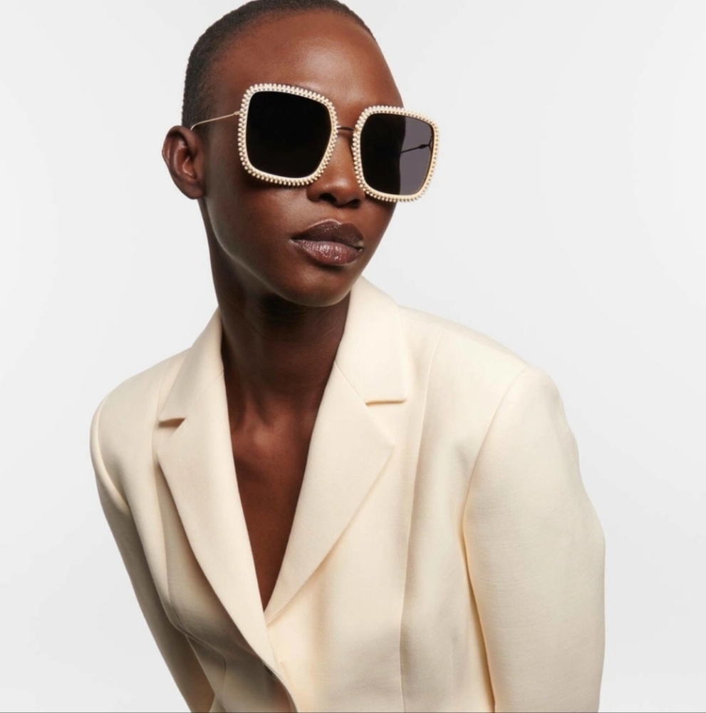 Dior Black Sunglasses with Pearl Accents